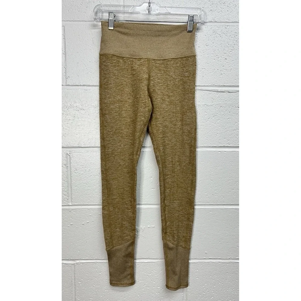 Alo Yoga Alosoft Lounge Legging Heather Gold Ribbed / Women's XS